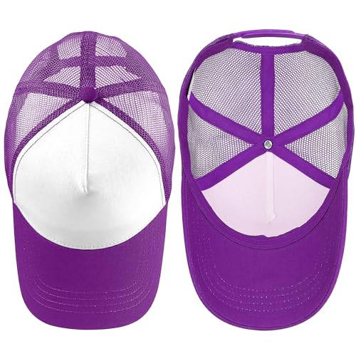 Image of Falari 5-Panel Mesh Baseball Cap, Trucker Hat, Structured Plain Design, Cotton, Adjustable Size