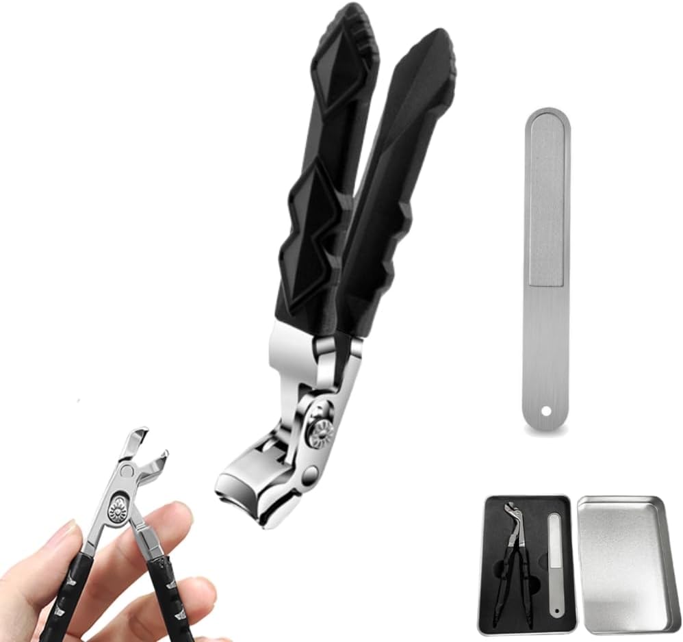 Pro Nail Clippers,2025 New Nail Clipper, Pro Toenail Clippers, Large Angled Head Toenail Clippers with Wide Opening, for Seniors Thick Toenails (3 Set)