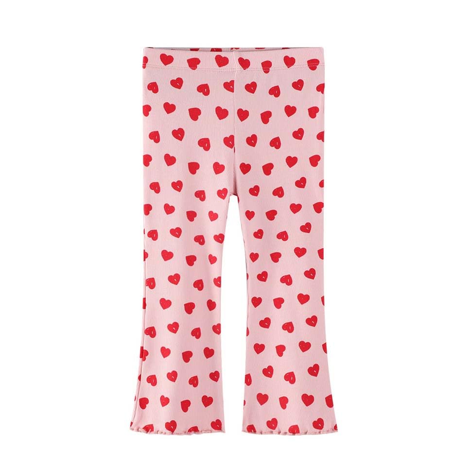 2Years-7YearsToddler Girls Flare Leggings Stretch Pink Heart Dance Yoga Pants Sleep Pants