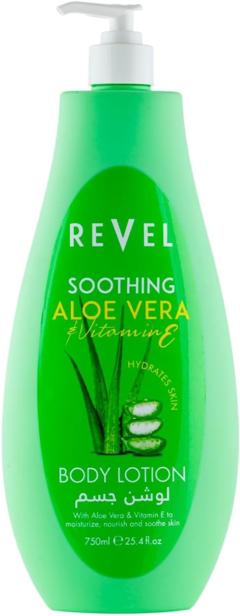 Soothing Aloe Vera Body Lotion 750ml, Natural Aloe Vera Extract and Vitamin E, All Skin Types, Daily Moisturizer Care, for Men and Women