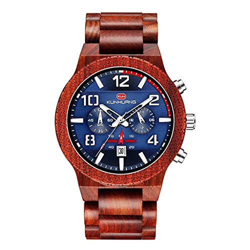 Relojes de madera naturales para hombre ligeros y cómodos con esfera analógica 2