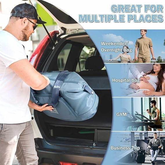 Image of JD Fresh 41 Liter Foldable Travel Bags for Women /Nylon Duffle Bags /Expandable Vanity Travelling Luggage Handbags /Waterproof & Lightweight Shopping Bag for Personal Items (Sky Blue)