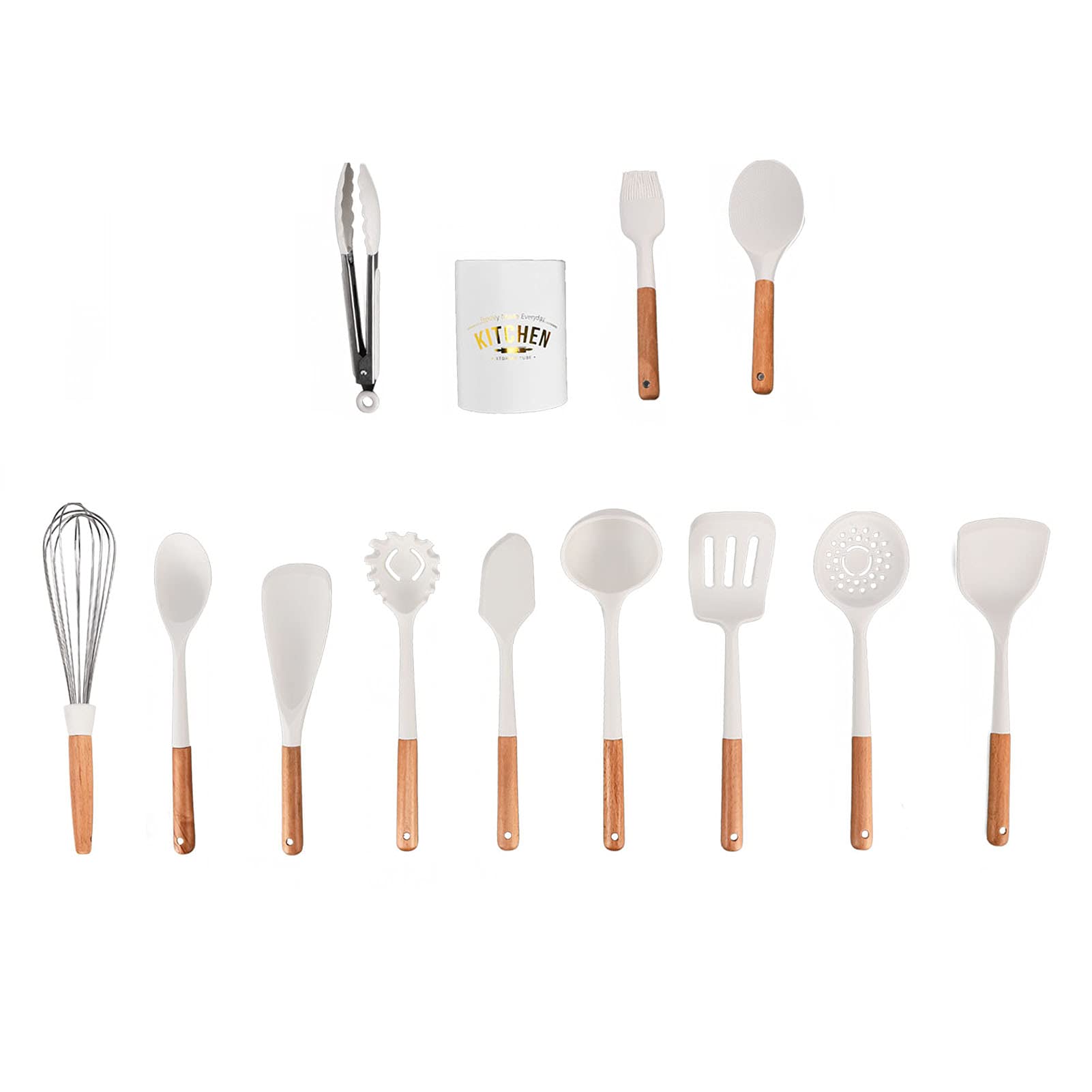 Fdit Kit d'ustensiles de Cuisine antiadhésif en Silicone, Ensemble d'ustensiles de Cuisine en Silicone résistant à la Chaleur pour la Cuisine pour la Cuisson