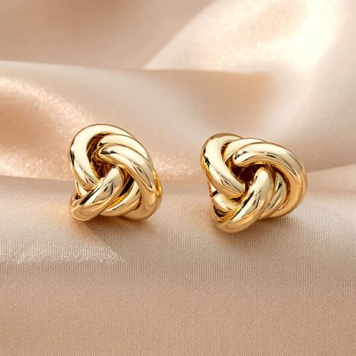 Chunky Knot Earrings Extra Large Statement Earrings Geometric Gold Earring 1.3IN Large Twisted Jewelry for Women3