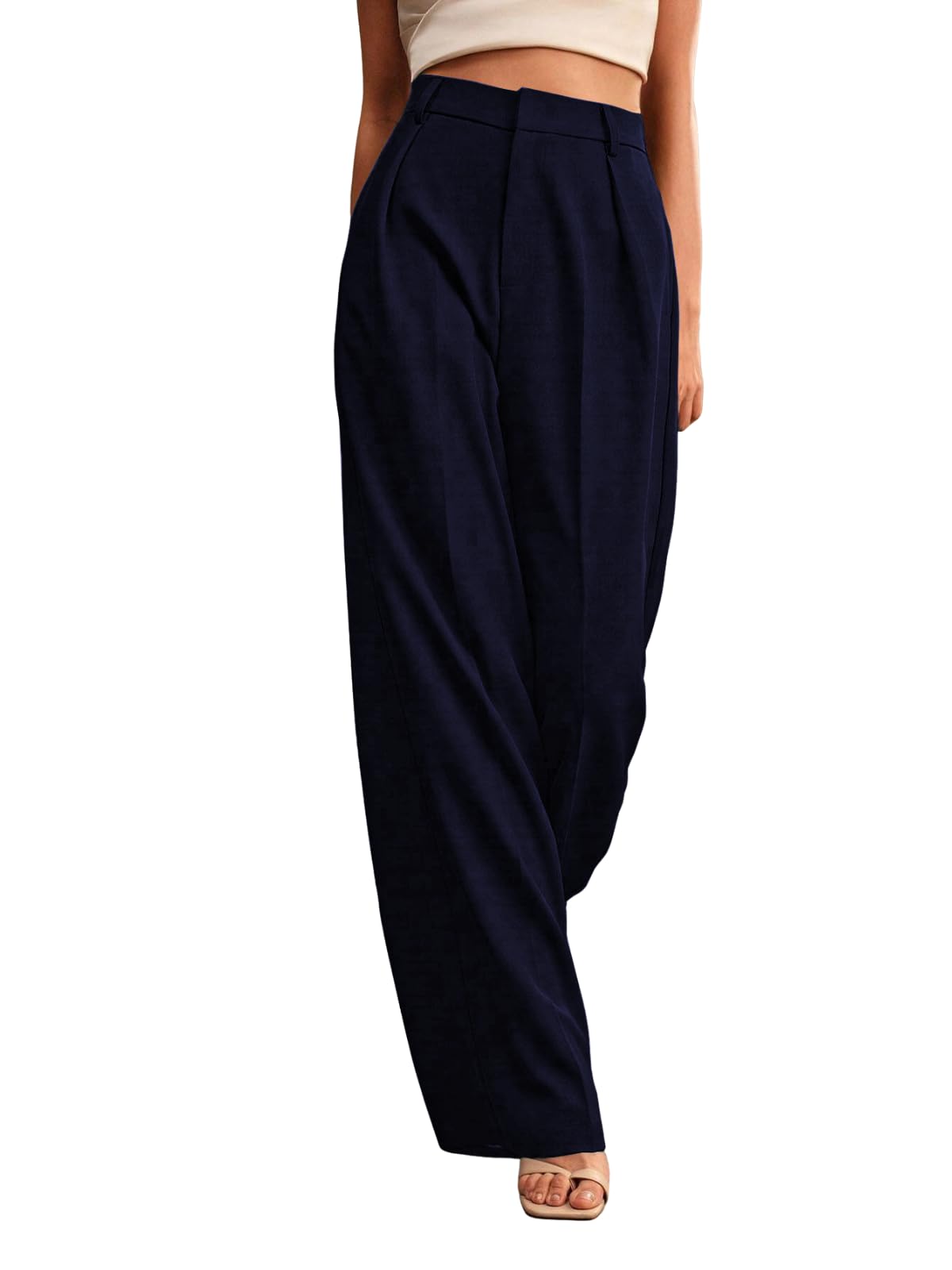 GRECIILOOKS Women High Rise High Waist Trousers Flared Korean Style Formal Pants|Elegant Workwear for Office, College & Events