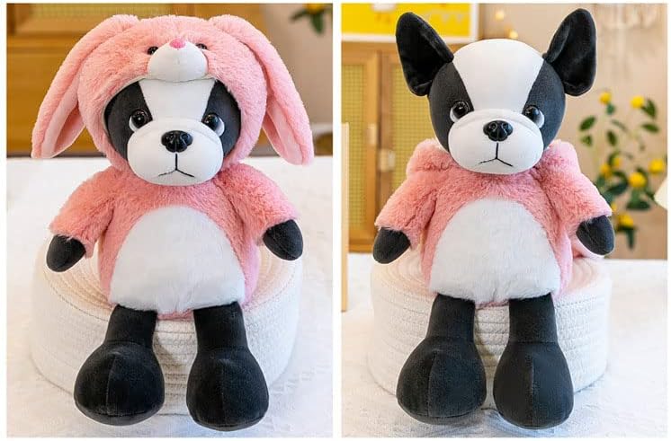 French Bulldog Stuffed Animal in Pink Bunny Costume, Adorable Plushies Bull Dog Wearing Pink Rabbit Outfit, Plush Toys as Great for Kids. Stuffed Animals for Daily 13 Inch - Image 3