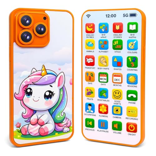 Image of Mashes Kids Phone with Voice Recording, 28 Learning Functions, Hindi & English Educational Toy Phone Pretend Play Mobile for Boys & Girls 2+ Years