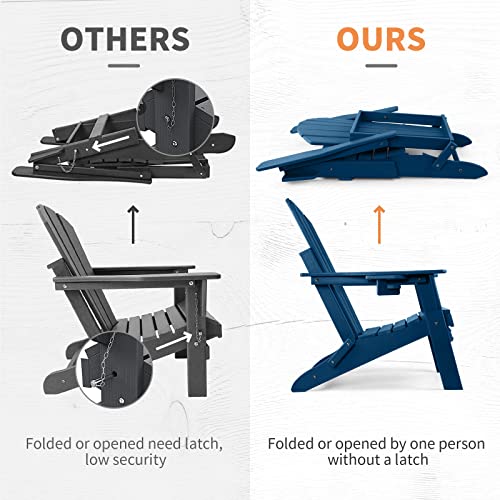 Funberry Folding Adirondack Chair Set Of 4, Fire Pit Chairs, Plastic Adirondack Chairs Weather Resistant With Cup Holder, Composite Adirondack Chairs #TOP3