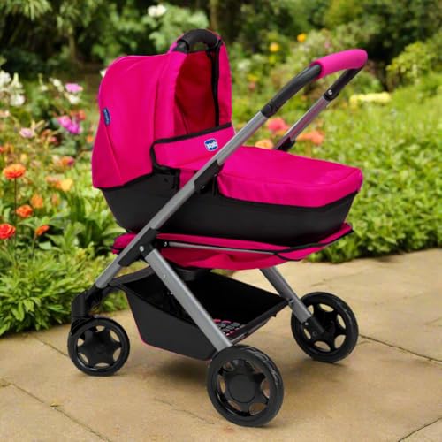 Chicco Junior 3-in-1 Puppenwagen Pink & Schwarz | 3 Modi: Puppenwagen, Buggy & Tragekorb | Vorwärtsgerichteter Buggy & Reisesystem | Puppenwagen ab 3 Jahren. – Bild 4