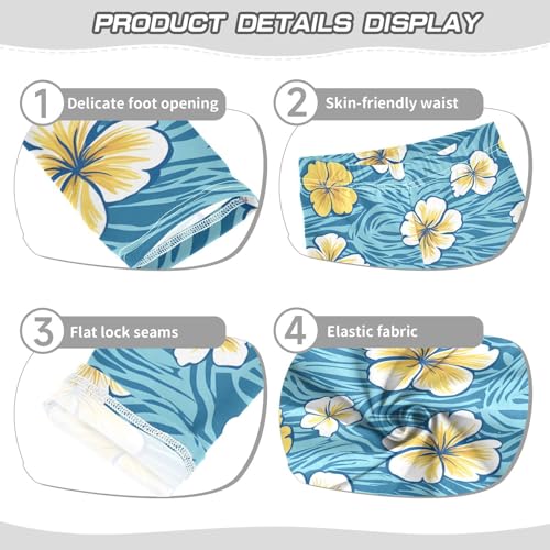 Hawaiian Flowers Blue Ocean Girls Leggings Soft Stretch Workout Yoga Dance Pants for Kids Casual Tights3