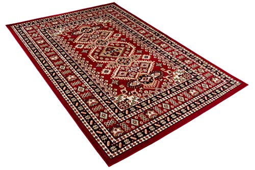 Carpeto Rugs Teppich Orientalisch Rot Klassisch Muster Kurzflor Öko-Tex Wohnzimmer 70 x 140 cm – Bild 6