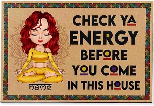 Vista 7 de Tapete personalizado con texto en inglés «Check Yo Energy Before You Come in My Space», decoración del hogar, cumpleaños, regalo de amor para ti 5