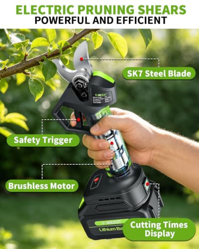 Image of 4-in-1 Cordless Pole Saw&Electric Pruning Shear, 8 inch 15Ft Reach, 2 Batteries