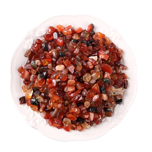 Erliway 100g Natural Carnelian Crystal Chips, 7-9mm Tumbled Chips Crushed Crystal Stones, Polished Crystal Chips for Vase Filler Healing Reiki Crystal Jewelry Making Home Decor Aquarium Gravel