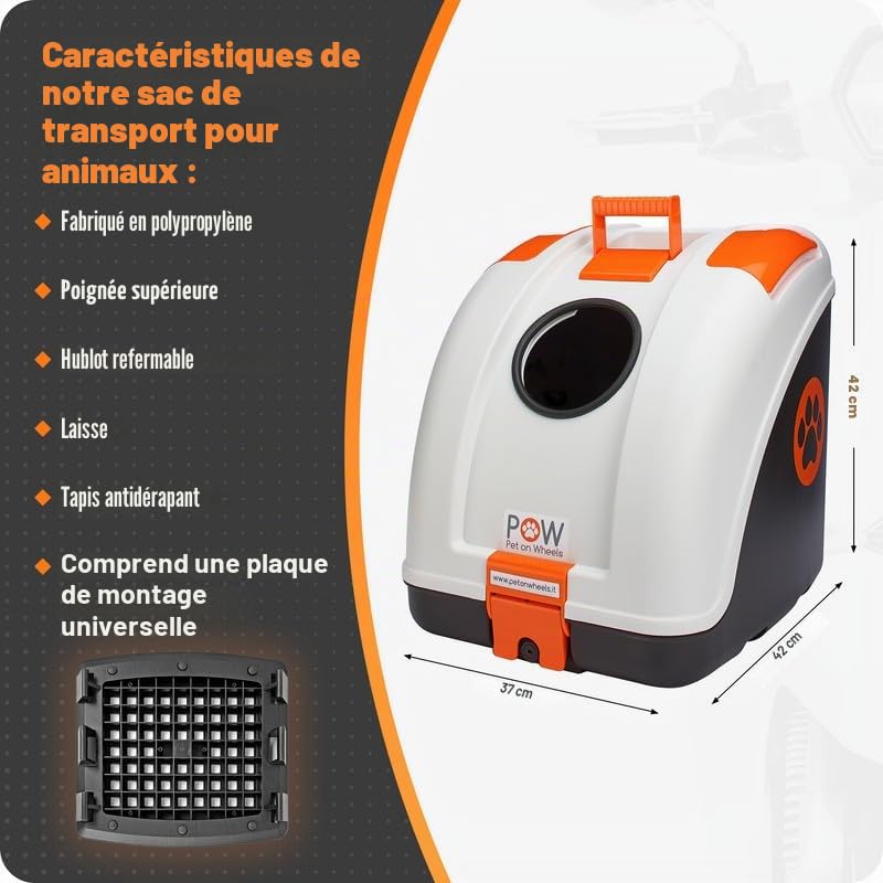 POW Pet on Wheels – transportín pour chiens et chats pour raccrocher dans le cyclomoteur, moto, vélo et – Peut également être utilisé pour la voiture