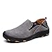 CAOJJ Casual Slip-Ons for Hommes Rond d'orteils Couture Couches Élastic Gussets Épais Caoutchouc Semelle Plat Faux Cuir Soft (Color : Gray, Size : 45 EU)