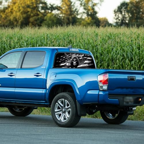 Image of Rear Window Decals for Trucks - 65x17.3 in Back Window Decals Fit Most Pickup Trucks SUV, Vinyl American Skull Flag Back Window Decal for Car Personalized Decoration - Skull Decal-1-S
