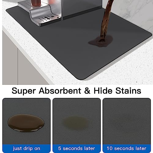 Verymat Coffee Mat: 12"X19" Thicker & Super Absorbent Hide Stain Rubber Backed Dish Drying Mat For Kitchen Counter, Coffee Bar Mat For Countertop Fit Under Coffee Maker Espresso Machine Coffee Machine #TOP1