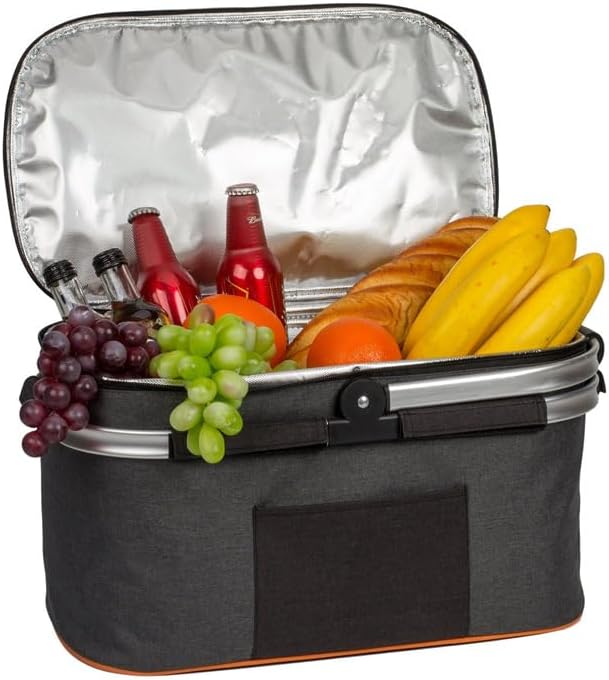 Insulated Picnic Cooler Basket with Picnic Blanket for 4 Person