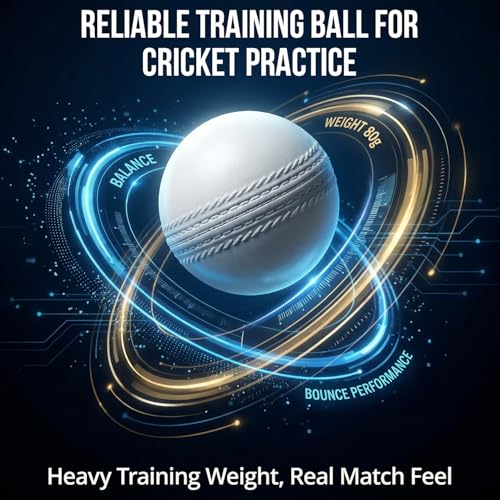 Image of Kizlo 80GM Heavy Plastic Cricket Training Ball - Hard Plastic Unbreakable Ball for Bowling, Batting & Bounce Drills (White) (Pack of 6)