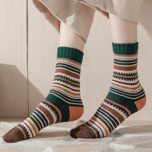 Image of 5 Pairs Wool Socks for Women - Wool Socks Womens, Winter Cozy Sock Warm Sock