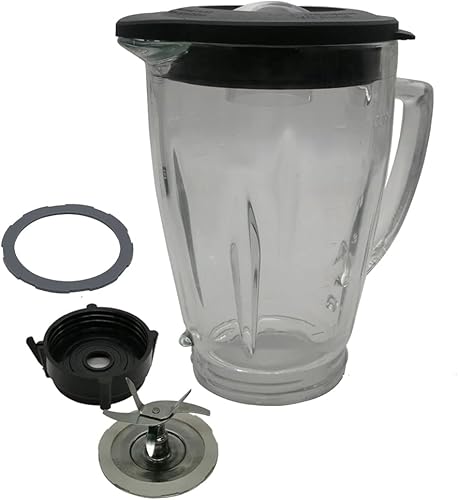 Vaso de vidrio de repuesto para licuadora y tapa de tarro con hoja extarctor Pro 1200 e inferior junta compatible con licuadora Oster Pro 1200 serie