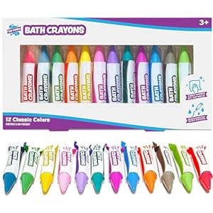 Tub Works® Smooth™ – Crayones de baño de juguete de baño, paquete de 12 | Crayones de baño no tóxicos y lavables para niños pequeños y niños | Fórmula única que se dibuja suave y vívidamente en