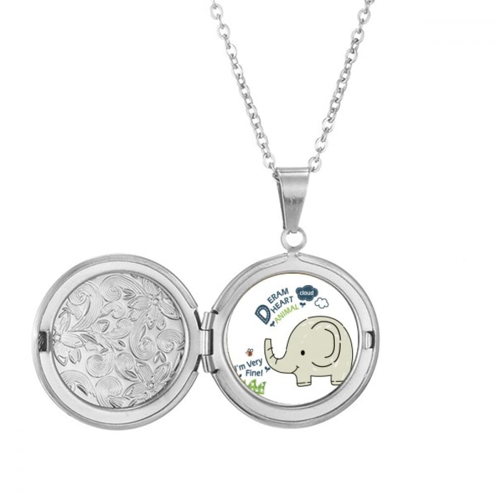 Collier médaillon éléphant gris Dream Cloud pendentif sautoir tendance - 5