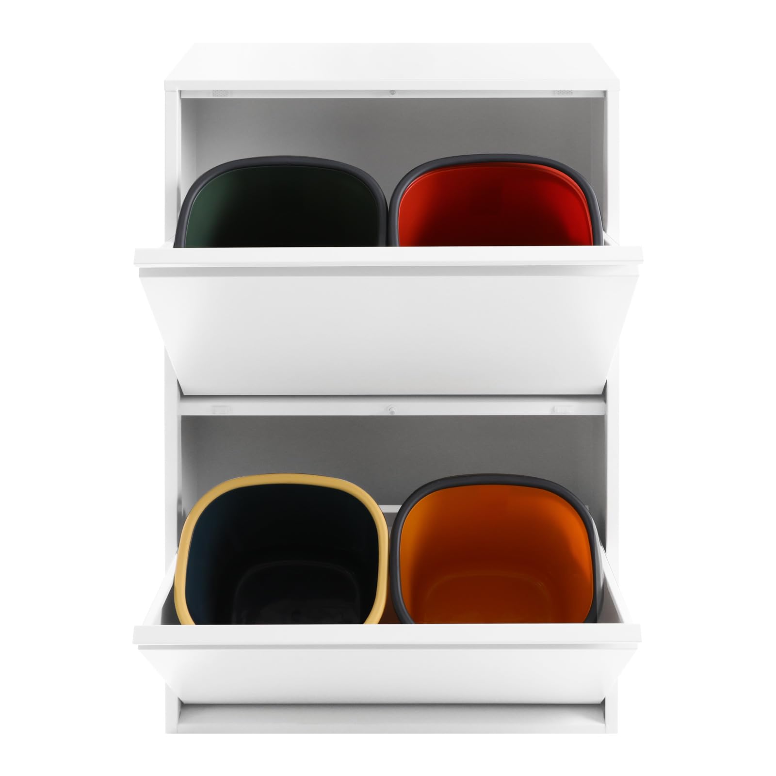Cubo de basura para cocina, 4 sistemas de separación de residuos de cocina, 15 L, uso versátil, para un almacenamiento eficiente y práctico (blanco)