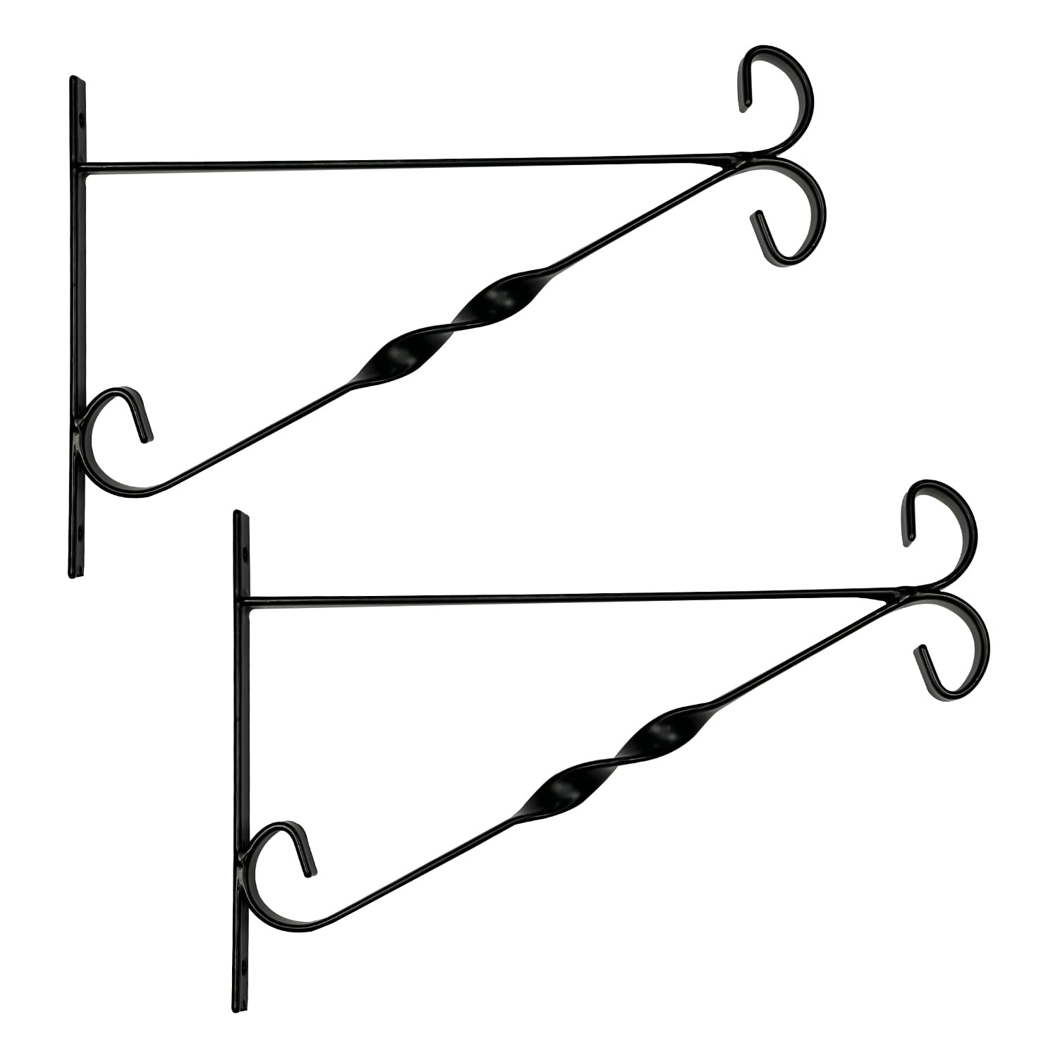 WINSOME Hanging Basket Bracket Outdoor Metal Plant Holder Wall Hanging Brackets Twisted Garden Hooks for Lantern/Light/Bird Feeder/Flower Pots (12-Inch