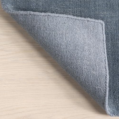 Image of Nuloom Speckled Denim Solid Flatweave Wool Runner Rug, 2' x 8' | Nuloom Speckled Solid 2' x 8' Wool Runner Rug for Living Room Bedroom Dining Room Entryway Hallway, Denim