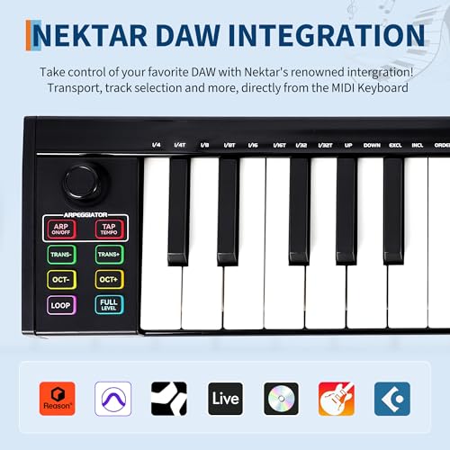 Image of Senfot 37 Key MIDI Keyboard with DAW Integration, USB MIDI Keyboard Controller with Semitone transpose, ARP Auto-Accompaniment, and Velocity Control, Perfect for Professional Music Production, Black