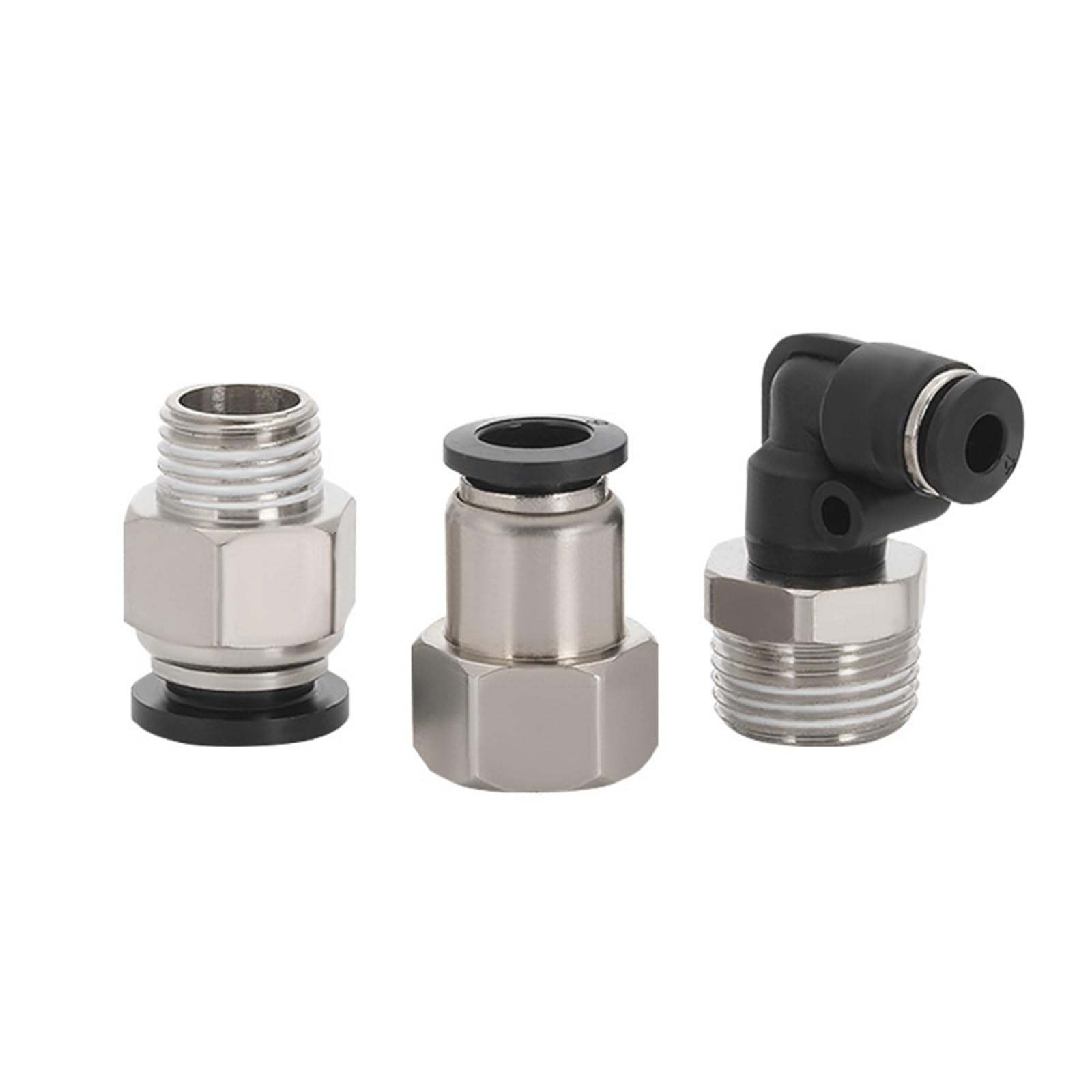 Raccord droit fileté noir PC12-04 pneumatique en cuivre nickelé pour tube PU