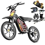eAhora 36V Electric Dirt Bike for Kids 8-14, 800W 18.6Mph 28Miles Long Range Electric Motorcycle, Racing Dual Suspension, 16' Knobby Tires, Hydraulic Disc Brakes, 3-Speed ​​Modes for All Skill Levels