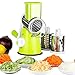 Mandoline Slicer,Rotatorio Manual,Trituradora de Frutas Vegetales, rallador de Queso, Cortador de Papas, Molinillo de nueces, picadora de Verduras,3 Cuchillas de Acero Inoxidable (Verde)