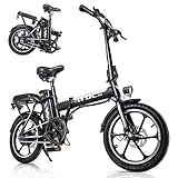 VDL E Bike Klapprad 16 Zoll, 250W E-Bike Herren Damen mit 36V 10,4Ah Akku, Faltbares Ebike bis 88KM Reichweite, 25KM/H Elektrofahrrad mit Scheibenbremsen, LED Licht & 4 Fahrmodi, Schwarz/Grün