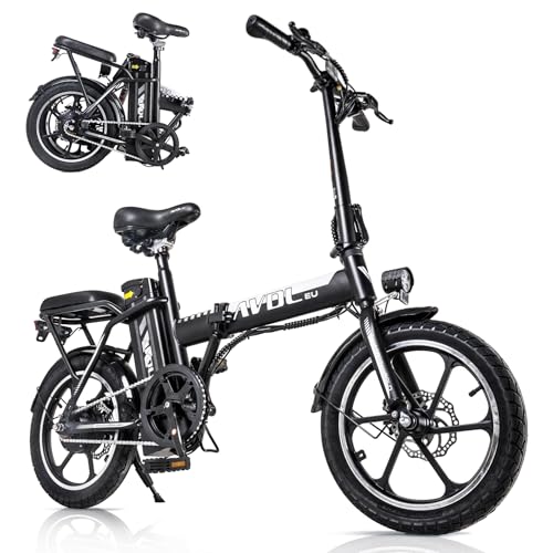 Bicicleta eléctrica plegable de 16 pulgadas para adultos, bicicleta eléctrica de hombre mujer 250 W, batería extraíble 36 V 12,8 Ah, bicicleta eléctrica urbana hasta 25 km/h, frenos de disco