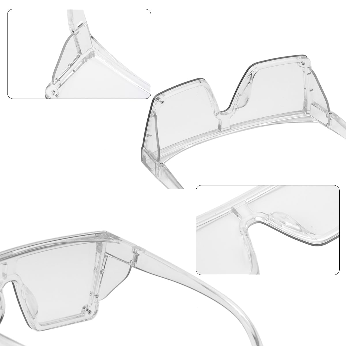 AnsiZ87 - Gafas de sol de seguridad de diseño para hombres y mujeres, grandes, planas, cuadradas, modernas, con espejo lateral