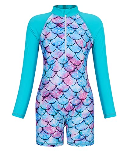 Image of Girls Swimwear Rash Guard One Piece Swimsuit Kids Bathing Suit Sunsuit