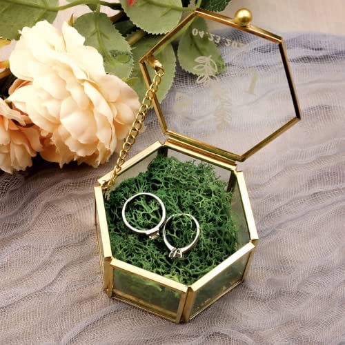 Ter Custom Glass Ring Box, Engagement Jewelry Box Personalized Wedding Ring Box, Gold Geometric Ring Bearer Box, Proposal Ring Box, Ring Box Gift. (7.5 * 4.5 CM)