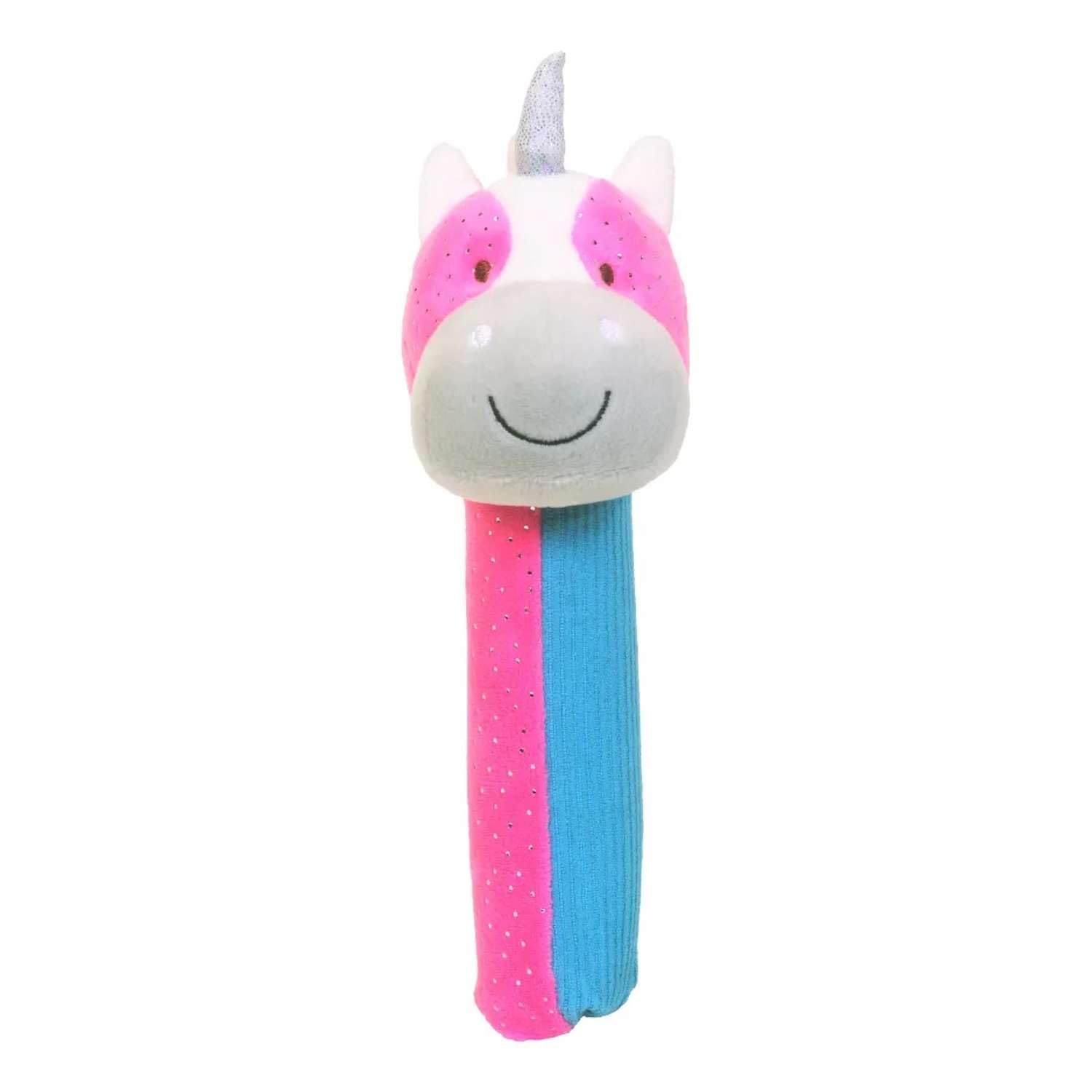 Unicorn Baby Sensory Rattle by Fiesta Crafts- Squeakaboo Squeaker Toy Rattle for Newborn Baby Toys - Made of ??Soft Plush & Corduroy for - Fun, Interactive, & Colourful Rattles for Babies