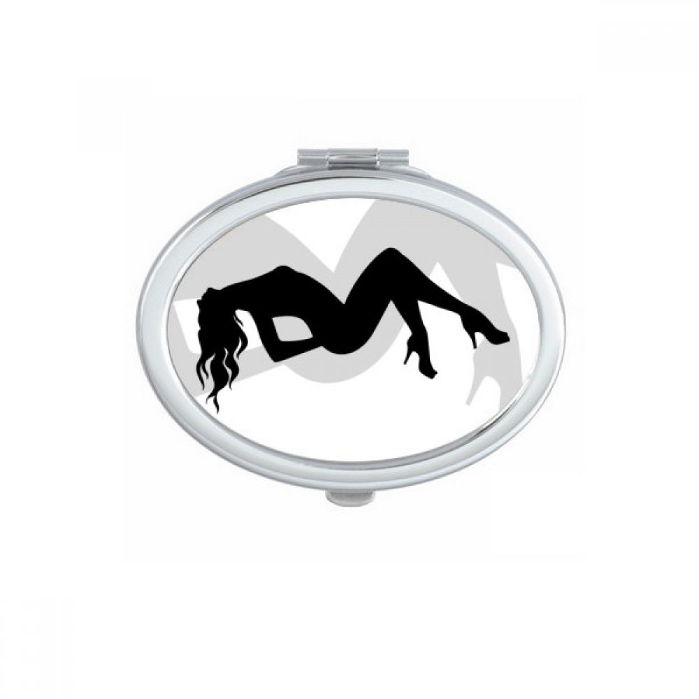 Miroir de poche compact et portable motif silhouette pour retouches maquillage