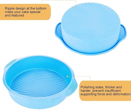 Miniatura 4 de DEWIN Moldes redondos de silicona de 9 pulgadas, juego de moldes de silicona antiadherentes para hornear, moldes de silicona de grado alimenticio,