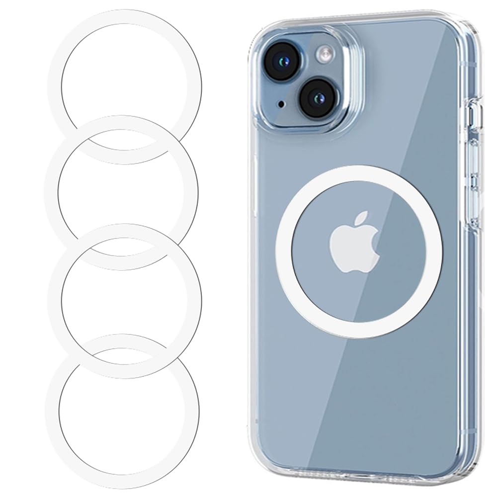 for MagSafe Sticker,4 PCS,Ultra-Thin(0.4mm) Metal Ring for Kindle/Pop Socket Magnetic Wallet Grip Wireless Charger Case Car Mount,Compatible with iPhone 17/Air/16/15/14/13,Galaxy S24/S23 (White 4PCS)-image-38
