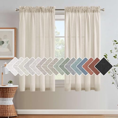H.VERSAILTEX Light Filtering Linen Textured Curtains for Living Room Window Treatment Durable...
