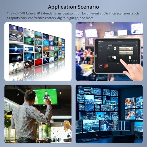 Image of 4K HDMI Over IP Matrix Extender Receiver for One to Many & Many to Many Video Matrix Setup, Up to 120m Over Network Switch, APP Control, Video Wall, Seamless Switching, PoE, RS232, Audio, Decoder