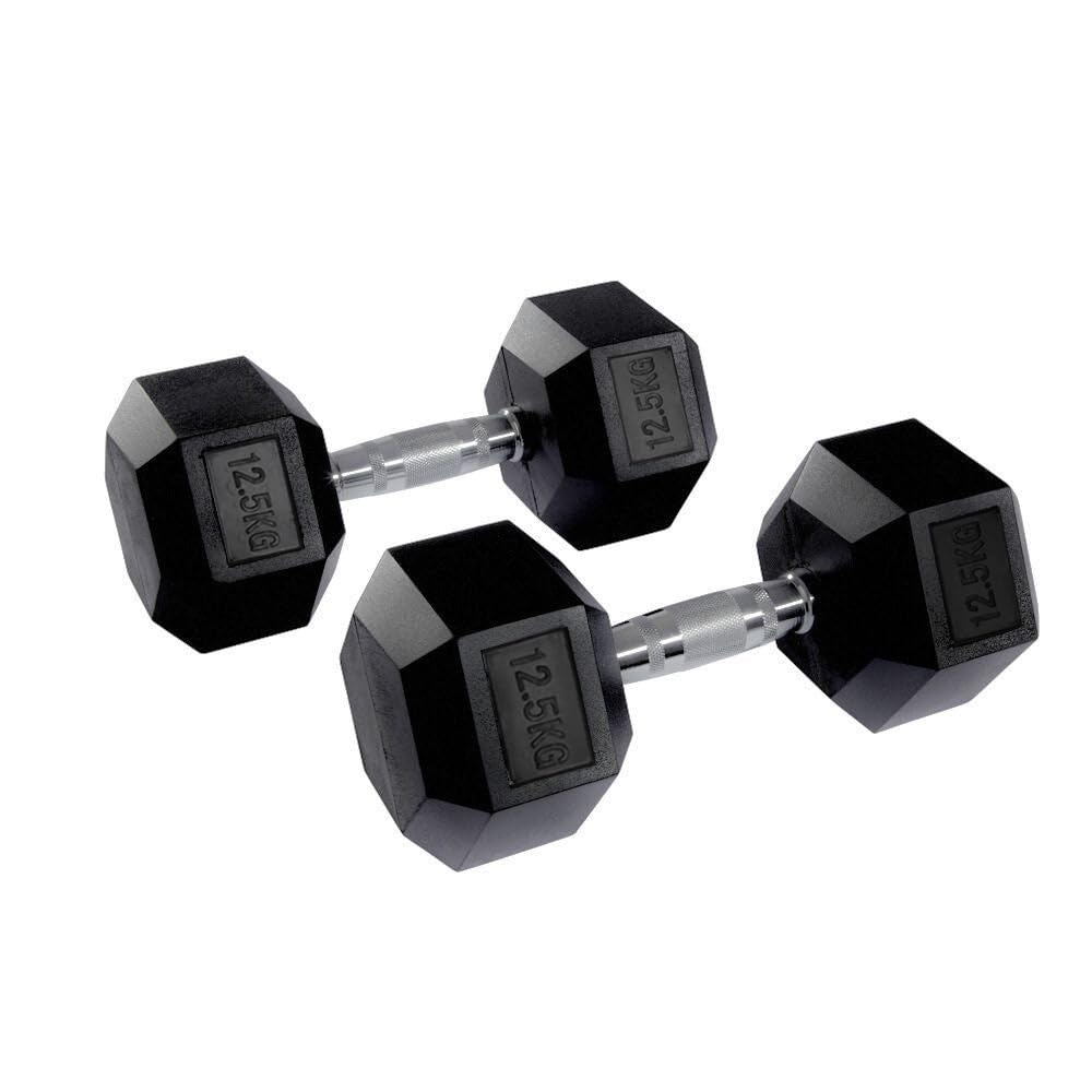 Equipped Gym - Weights Hex Dummbells Pairs. 12.5kg Cast Iron Gym Weights. Gym Equipment For Home And Commercial Use For Both Men And Women.Anti-Rolling Dumbbells for Weight Training
