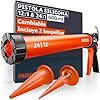Presch Pistola Silicona 600 ml incl. 2 boquillas – pistola salchicha 24:1 & 12:1 para selladores y adhesivos (acrílico, silicona, PU) – Giratorio 360° con empuñadura antideslizante