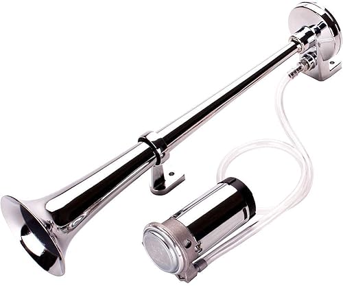 Miniatura 3 de FARBIN Kit de bocina de aire de 12 V y 150 db, bocina de aire súper ruidosa de 18 pulgadas de zinc cromado con compresor y arnés de cables para