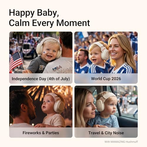 Image of MAMAZING Baby Ear Muffs Noise Protection, Baby Headphones for Newborns & Toddlers 3-48 Months, 25dB Noise Cancelling Headphones for Airplane & Fireworks, CE & ANSI Certified, Independence Day